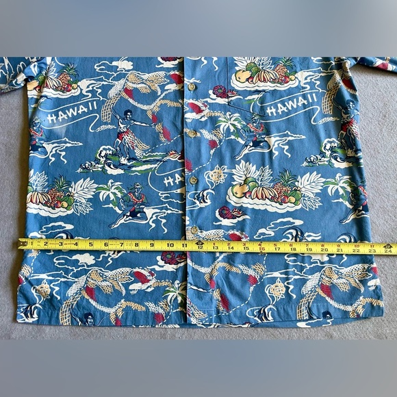 Cooke Street Men’s Hawaiian Blue Fish Island Fruit Pattern Size Medium Cotton - Picture 3 of 6